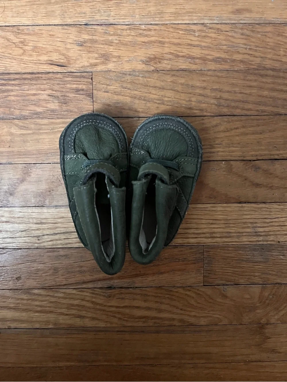 Robeez 3/6 Olive Green Leather Moccasin Shoes